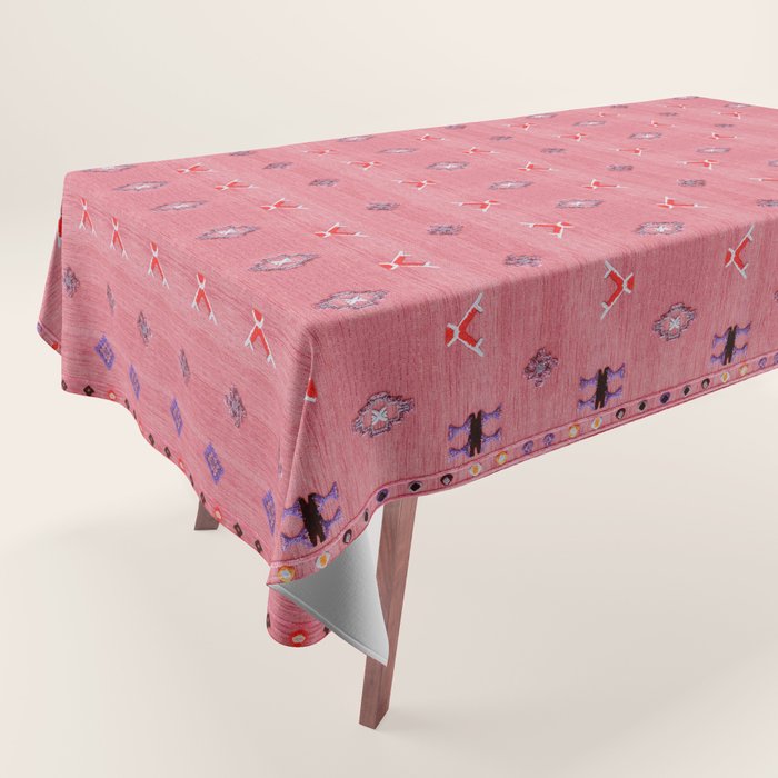 Lovely Pink Oriental Traditional Moroccan Handmade Printable Style  Tablecloth Gallery Image 1