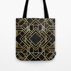 Art Deco Black Tote Bag Gallery Image 1
