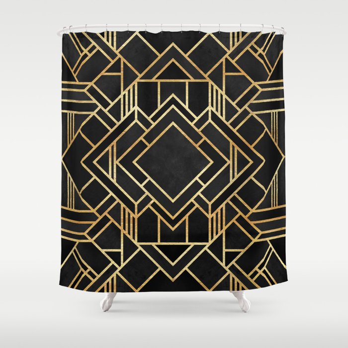 Art Deco Black Shower Curtain Gallery Image 1
