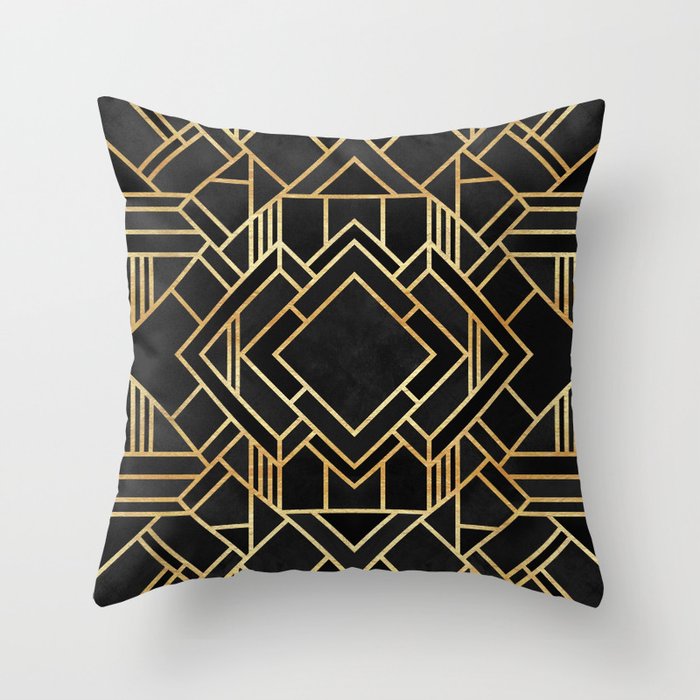 Art Deco Black Throw Pillow Gallery Image 6