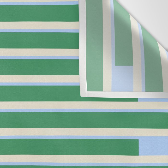 Minimalist Striped Pattern in Blue and Green Wall Tapestry Gallery Image 3