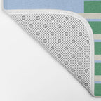 Minimalist Striped Pattern in Blue and Green Bath Mat Gallery Image 2