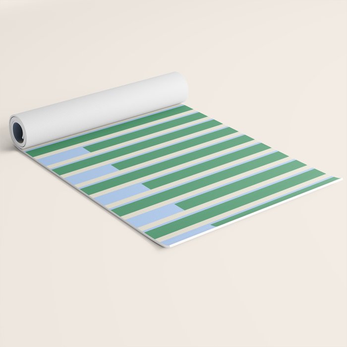 Minimalist Striped Pattern in Blue and Green Yoga Mat Gallery Image 2