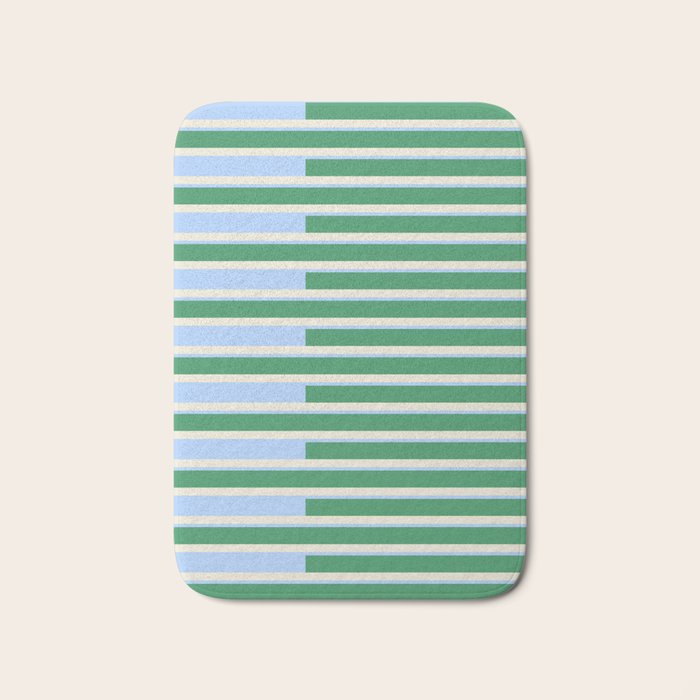 Minimalist Striped Pattern in Blue and Green Bath Mat Gallery Image 1