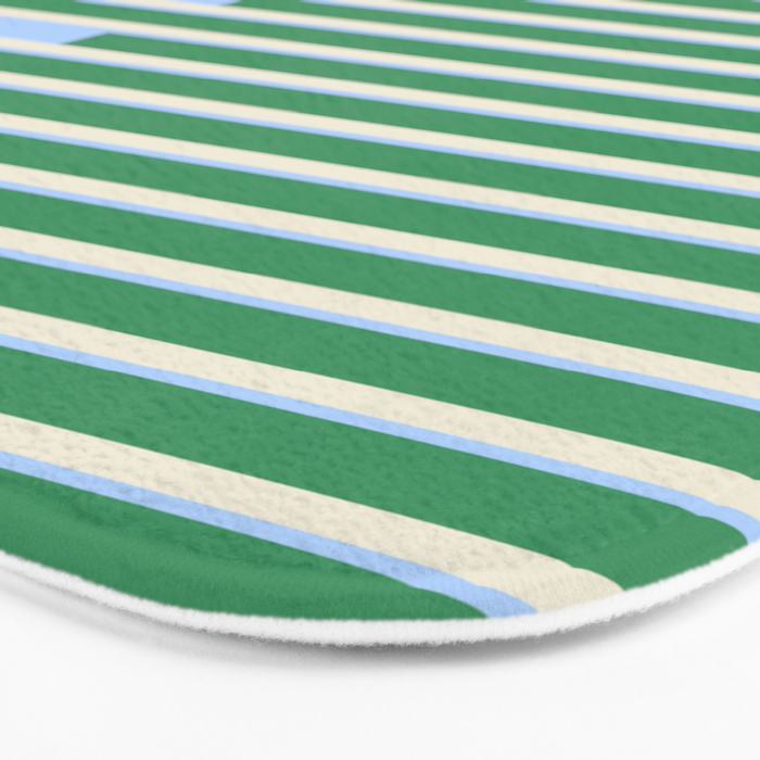 Minimalist Striped Pattern in Blue and Green Bath Mat Gallery Image 3