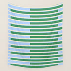 Minimalist Striped Pattern in Blue and Green Wall Tapestry Gallery Image 4
