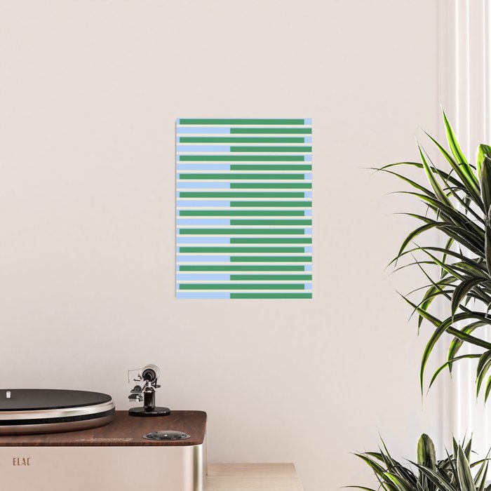 Minimalist Striped Pattern in Blue and Green Poster Gallery Image 2