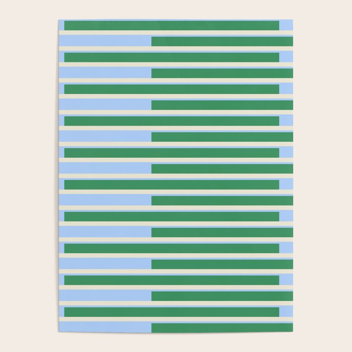 Minimalist Striped Pattern in Blue and Green Poster Gallery Image 1