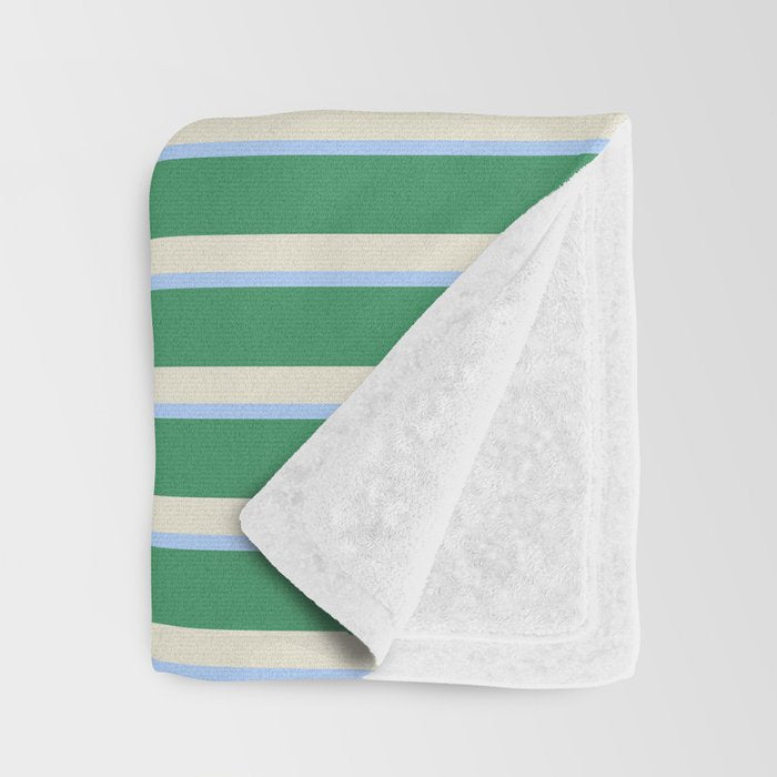 Minimalist Striped Pattern in Blue and Green Throw Blanket Gallery Image 3