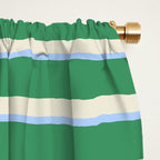 Minimalist Striped Pattern in Blue and Green Window Curtain Gallery Image 2