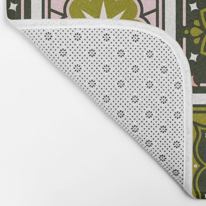 Talavera Mexican Tile - Blush & Sage Palette Bath Mat Gallery Image 2