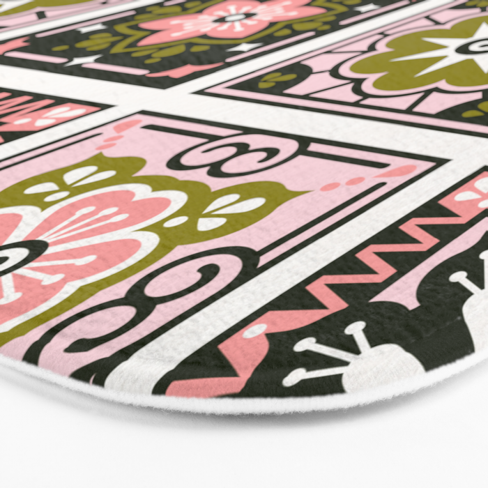 Talavera Mexican Tile - Blush & Sage Palette Bath Mat Gallery Image 3