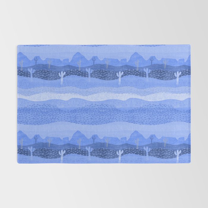 Vintage Western Desert Landscape in Night Blue Rug Gallery Image 2