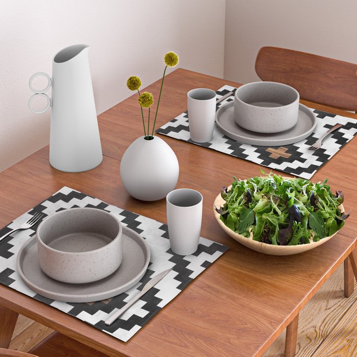 Urban Tribal Pattern No.16 - Aztec - Concrete and Wood Placemat Gallery Image 2