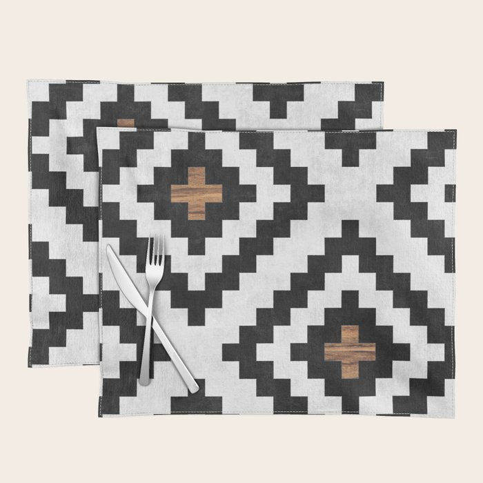 Urban Tribal Pattern No.16 - Aztec - Concrete and Wood Placemat Gallery Image 1