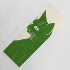 Minimalist Green Cat Yoga Mat Gallery Image 1