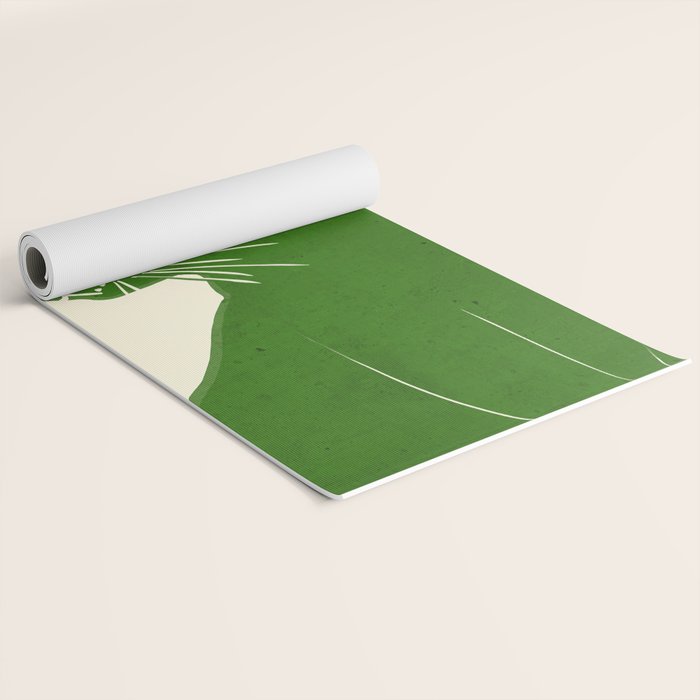 Minimalist Green Cat Yoga Mat Gallery Image 2