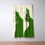 Minimalist Green Cat Window Curtain Gallery Image 3