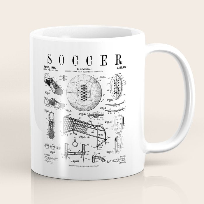 Soccer Player Football Vintage Patent Drawing Print Coffee Mug Gallery Image 1