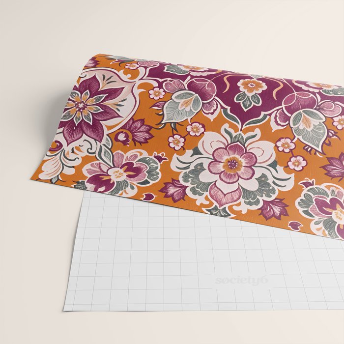 Ruby and Spice Floral Mandala Wrapping Paper Gallery Image 2