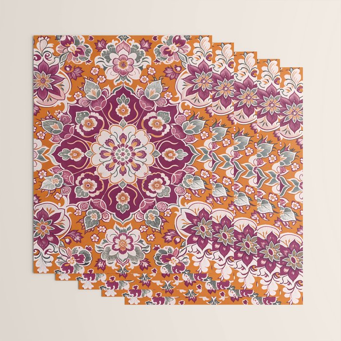 Ruby and Spice Floral Mandala Wrapping Paper Gallery Image 3