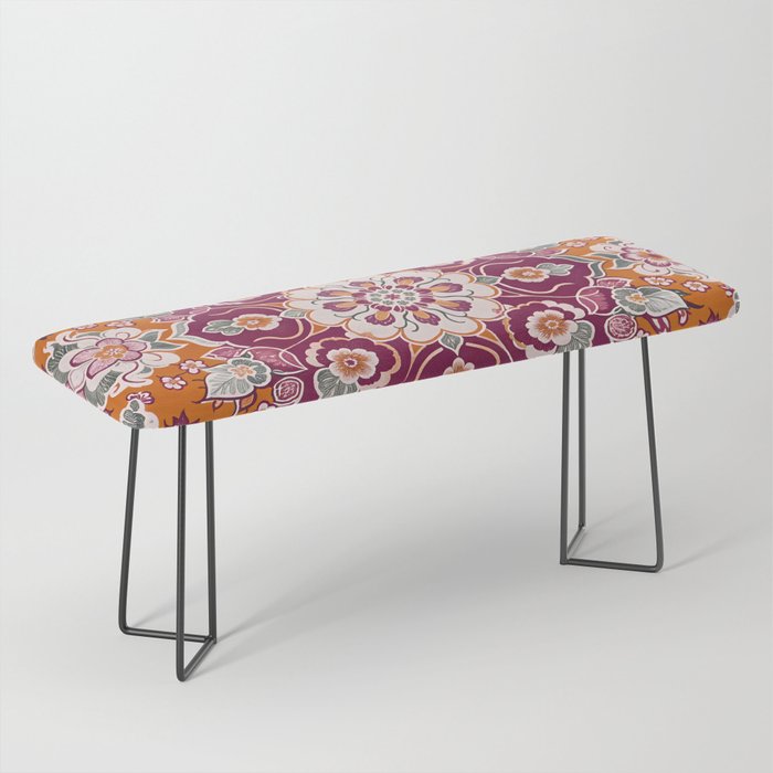 Ruby and Spice Floral Mandala Bench Gallery Image 1