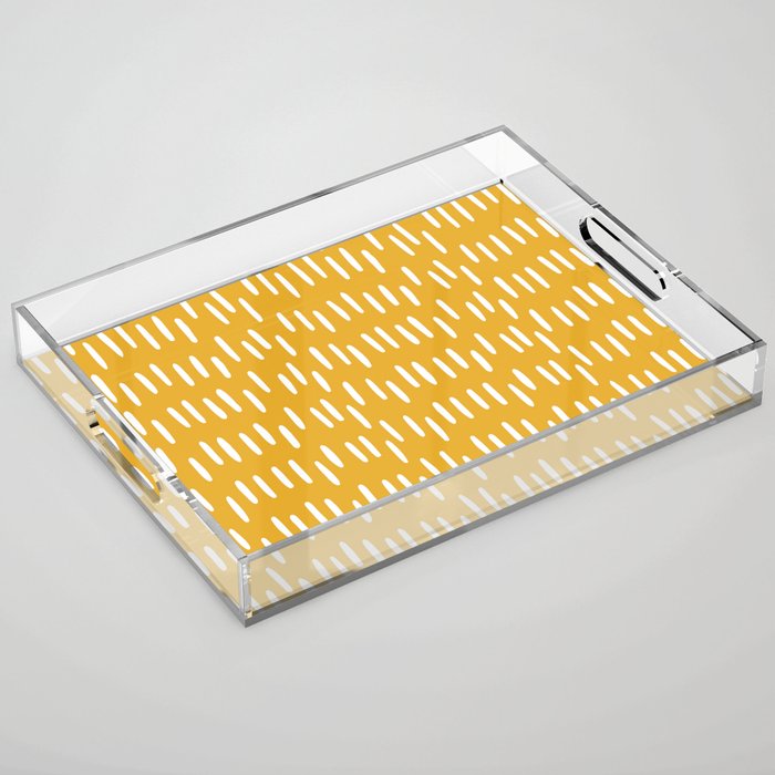 Boho Raindrops on Yellow Acrylic Tray Gallery Image 1