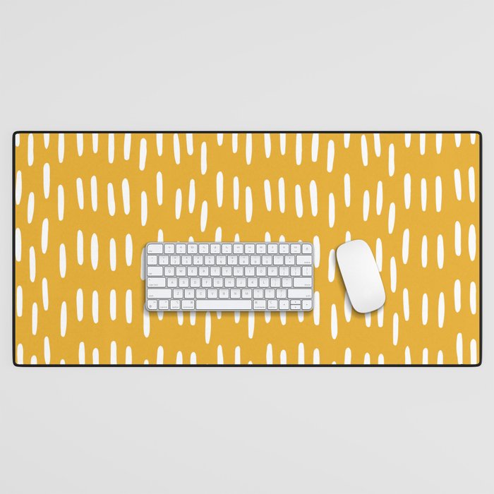 Boho Raindrops on Yellow Desk Mat Gallery Image 1