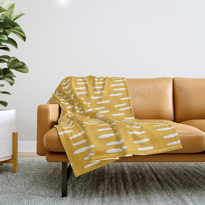 Boho Raindrops on Yellow Throw Blanket Gallery Image 1
