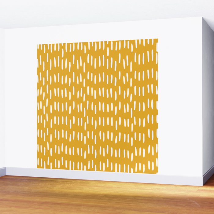 Boho Raindrops on Yellow Wall Mural Gallery Image 2