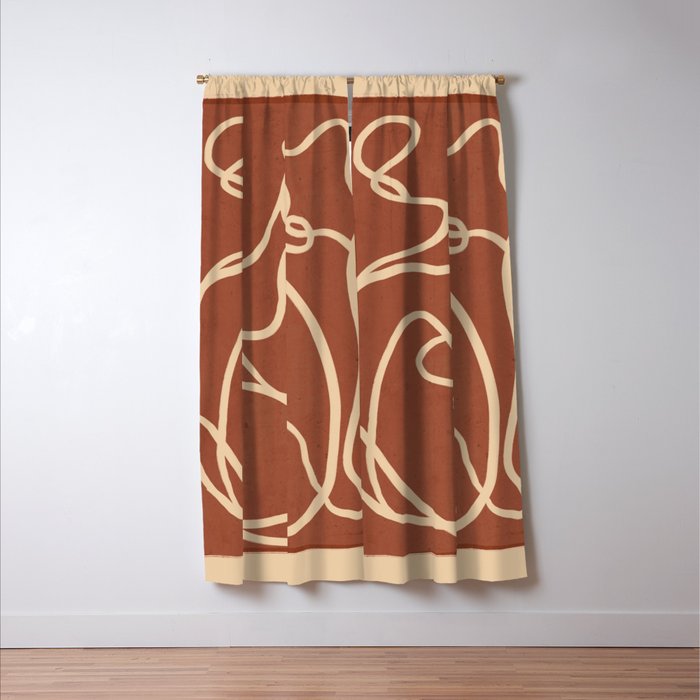 Abstract Line Art Cat 8 Window Curtain Gallery Image 3