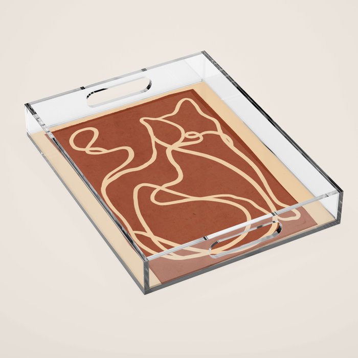Abstract Line Art Cat 8 Acrylic Tray Gallery Image 1