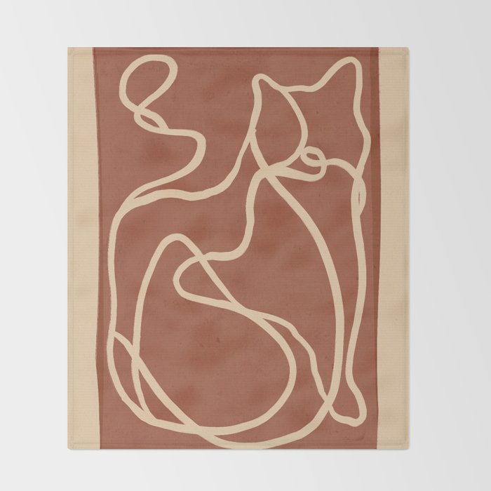 Abstract Line Art Cat 8 Throw Blanket Gallery Image 2