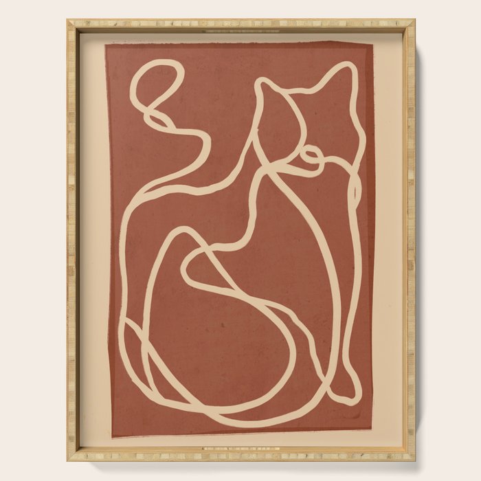 Abstract Line Art Cat 8 Serving Tray Gallery Image 1