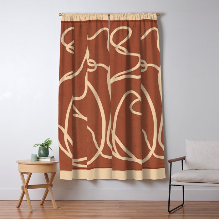Abstract Line Art Cat 8 Window Curtain Gallery Image 5