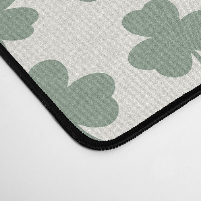 Clovers XXXVI Sage Green Botanical Pattern Desk Mat Gallery Image 4