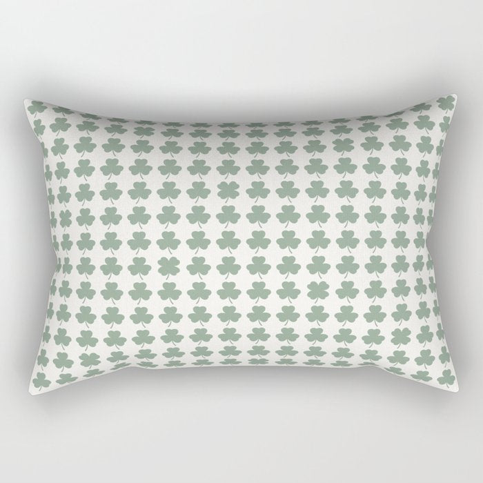 Clovers XXXVI Sage Green Botanical Pattern Rectangular Pillow Gallery Image 1