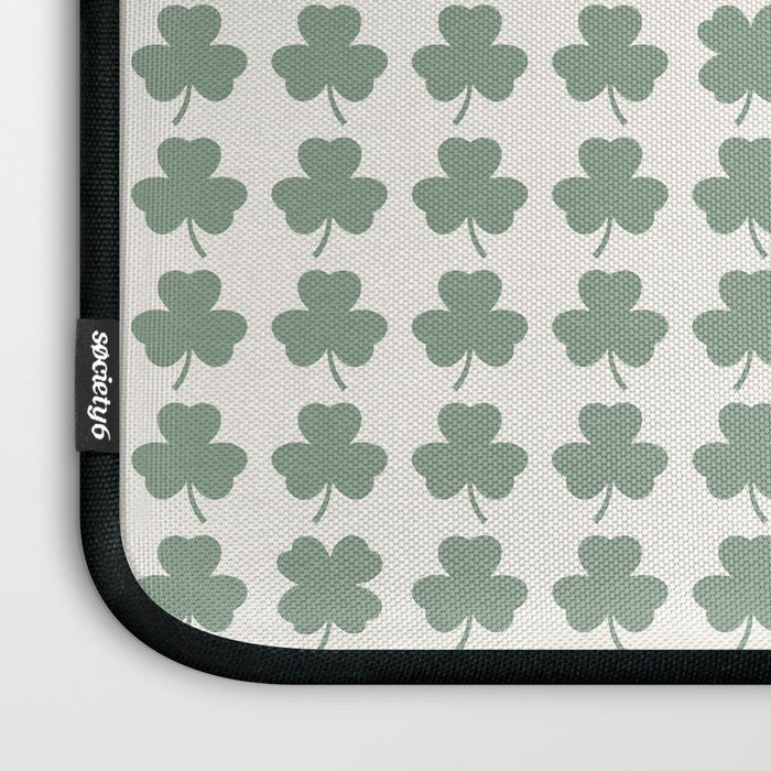 Clovers XXXVI Sage Green Botanical Pattern Laptop Sleeve Gallery Image 3