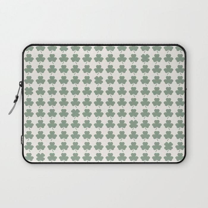 Clovers XXXVI Sage Green Botanical Pattern Laptop Sleeve Gallery Image 1