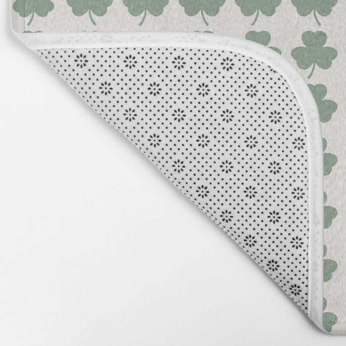 Clovers XXXVI Sage Green Botanical Pattern Bath Mat Gallery Image 2
