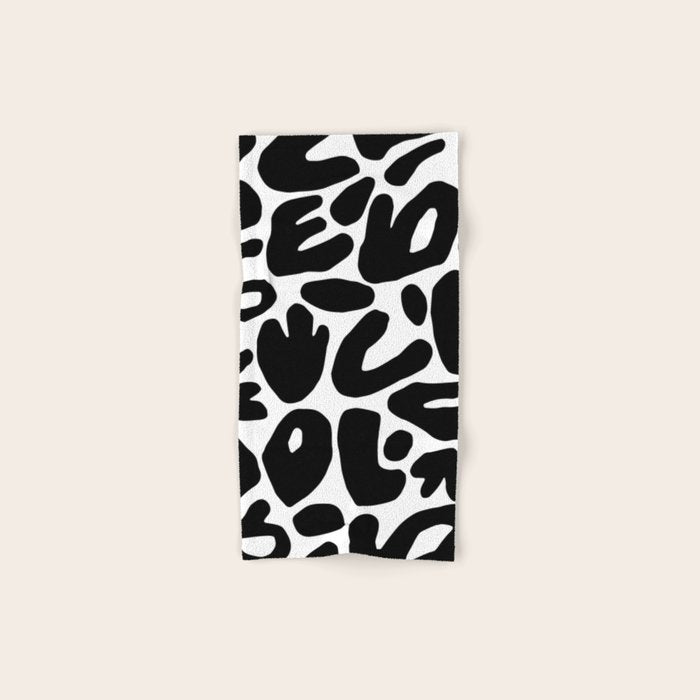 Abstract black and white organic nature art pattern Bath Towel Gallery Image 1