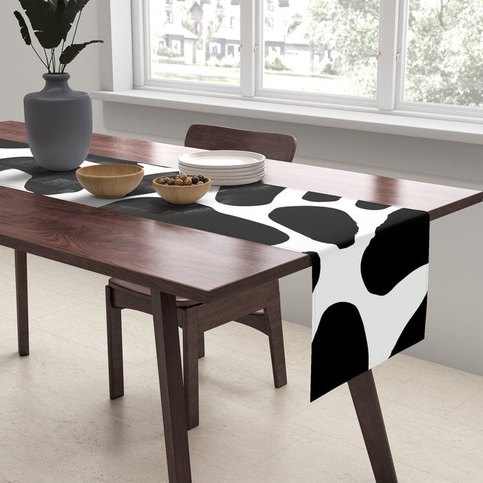 Abstract black and white organic nature art pattern Table Runner Gallery Image 2