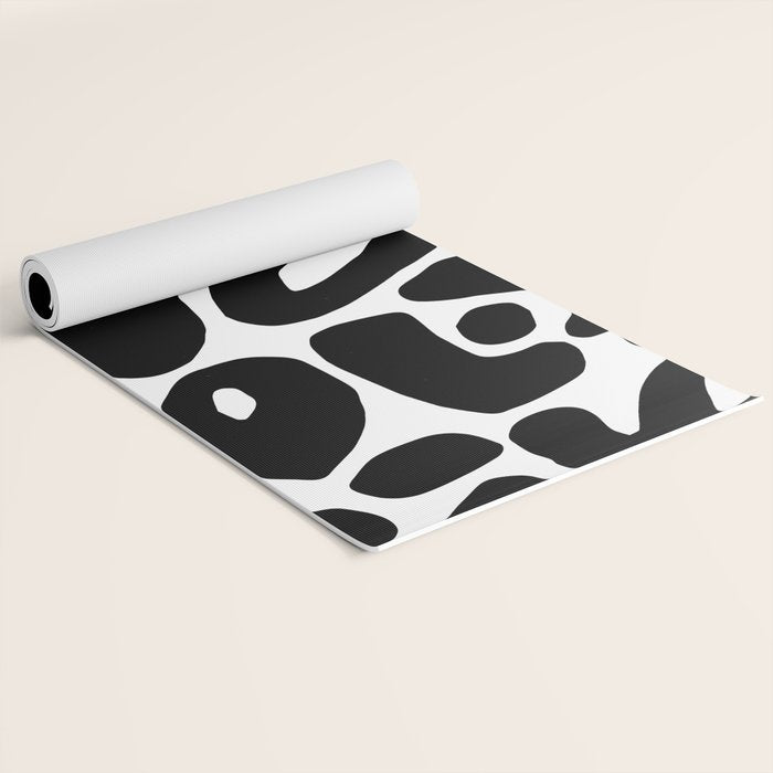 Abstract black and white organic nature art pattern Yoga Mat Gallery Image 2