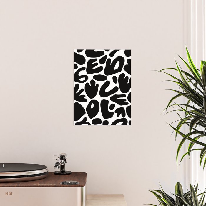Abstract black and white organic nature art pattern Poster Gallery Image 2