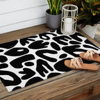 Abstract black and white organic nature art pattern Outdoor Rug Gallery Image 2