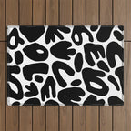 Abstract black and white organic nature art pattern Outdoor Rug Gallery Image 1