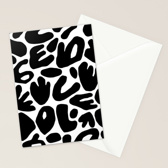 Abstract black and white organic nature art pattern Stationery Card Gallery Image 2