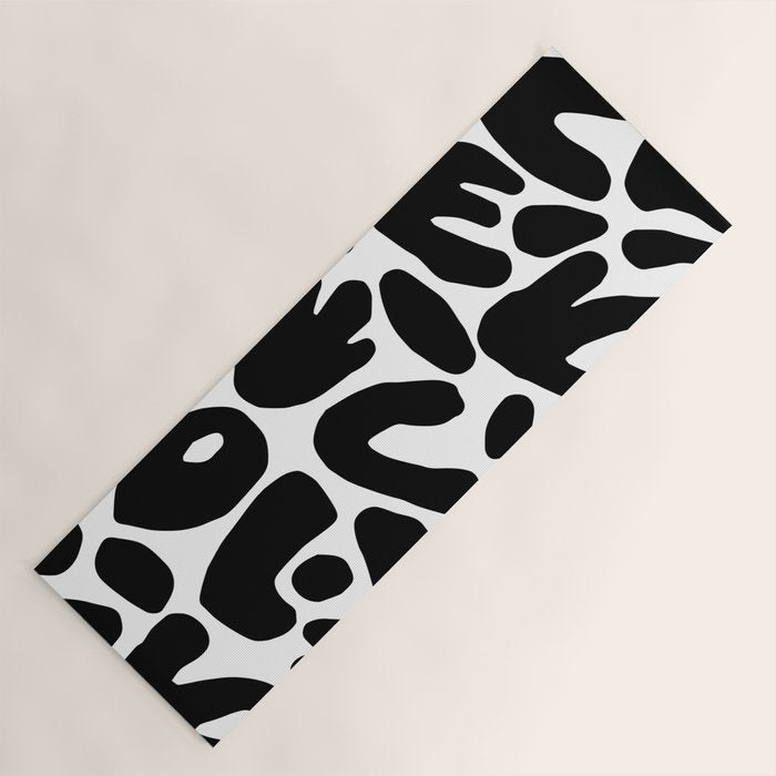 Abstract black and white organic nature art pattern Yoga Mat Gallery Image 1