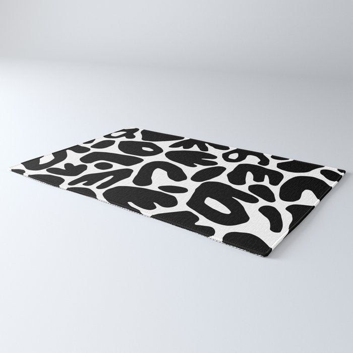 Abstract black and white organic nature art pattern Rug Gallery Image 3
