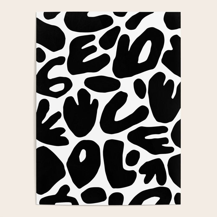 Abstract black and white organic nature art pattern Poster Gallery Image 1